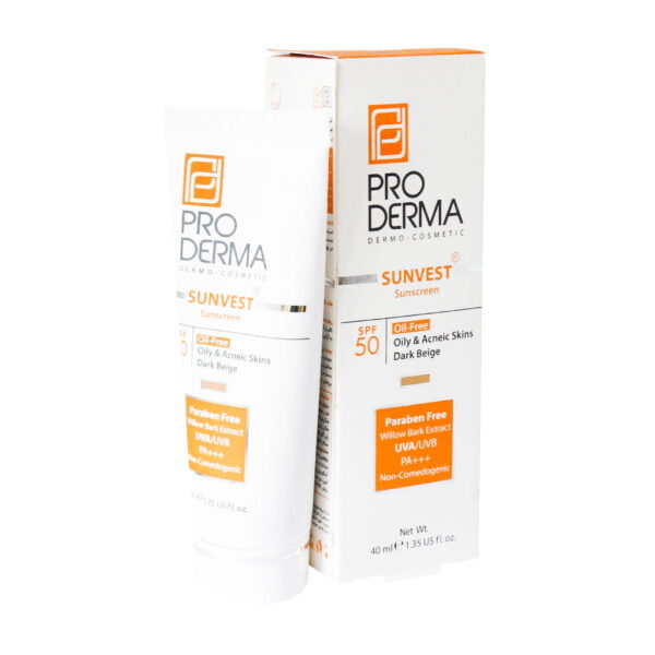 کرم ضدآفتاب پرودرما SPF50 رنگی و فاقد چربی 40 میلی لیتری