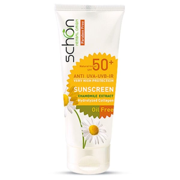 کرم ضدآفتاب شون SPF50 فاقد چربی با رنگ طبیعی 50 میلی لیتری