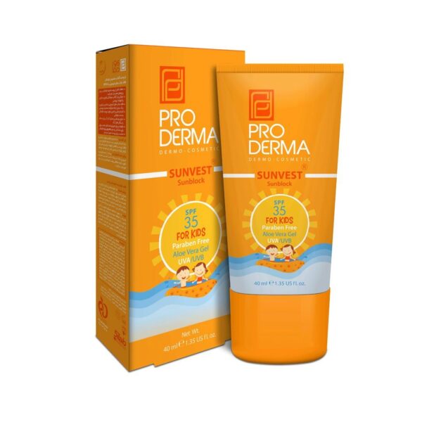 کرم ضدآفتاب پرودرما SPF35 مخصوص کودکان 40 میلی لیتری