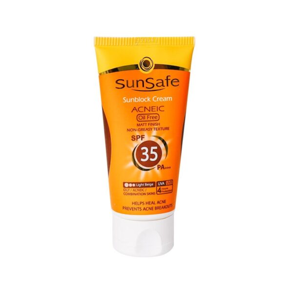 کرم ضدآفتاب سان سیف SPF35 فاقد چربی رنگی 50 میلی لیتری