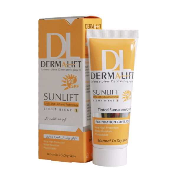 کرم ضدآفتاب درمالیفت SPF50 رنگی 40 میلی لیتری